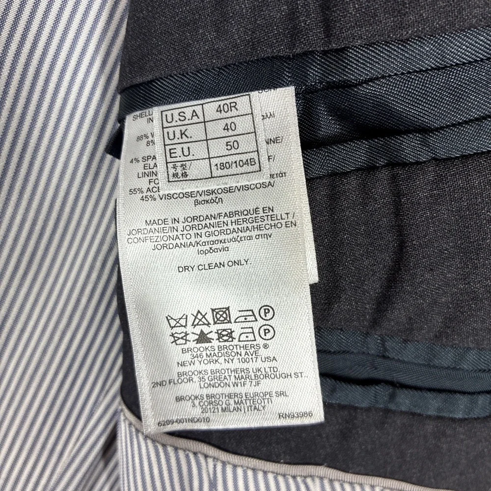 Brooks Brothers Explorer Regent Fit Black Wool Blend Sport Coat Blazer 40R